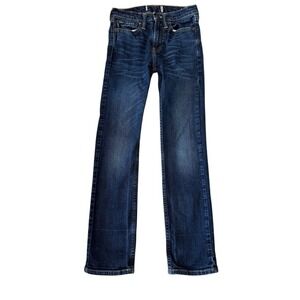 Abercrombie Kids 11/12 Slim Straight Leg Jeans Dark Wash Denim Y2K Moose Logo